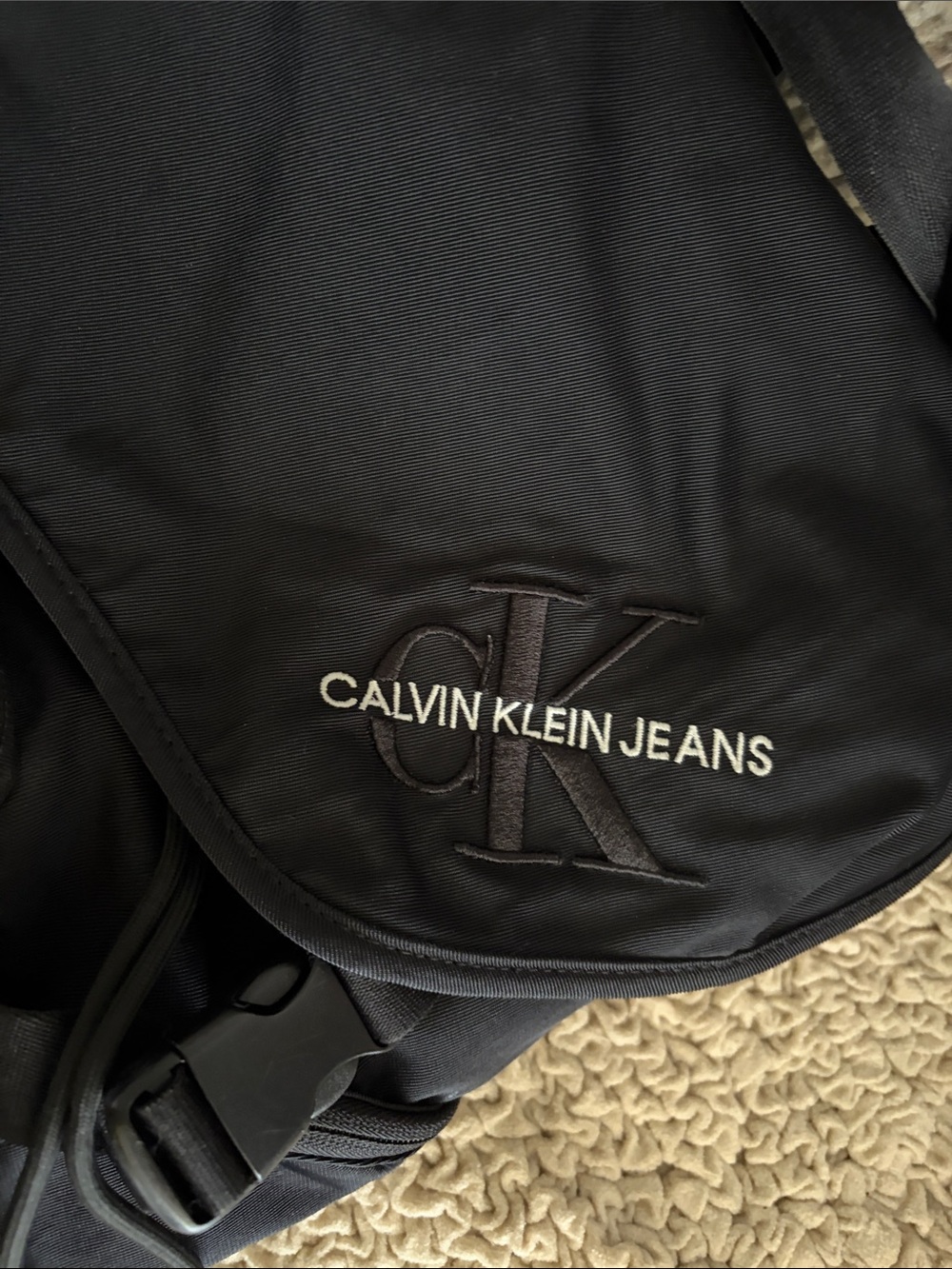 Calvin Klein Jeans Black Nylon Backpack with Front Flap and Logo - Picture 3 of 9